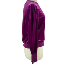 Load image into Gallery viewer, Magenta Velour Pleat Shoulder Sweater Size Small