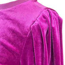 Load image into Gallery viewer, Magenta Velour Pleat Shoulder Sweater Size Small