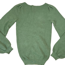 Load image into Gallery viewer, Sage Ruched V-Neck Knit Sweater Size Small