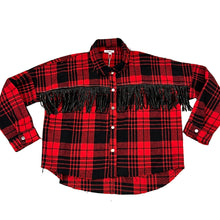 Load image into Gallery viewer, Red Relaxed Fit Fringed Flannel Size Small