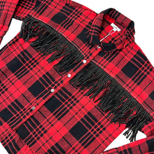 Load image into Gallery viewer, Red Relaxed Fit Fringed Flannel Size Small