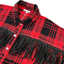 Load image into Gallery viewer, Red Relaxed Fit Fringed Flannel Size Small