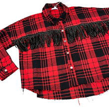 Load image into Gallery viewer, Red Relaxed Fit Fringed Flannel Size Small