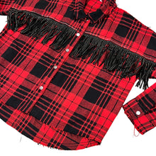 Load image into Gallery viewer, Red Relaxed Fit Fringed Flannel Size Small