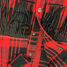 Load image into Gallery viewer, Red Relaxed Fit Fringed Flannel Size Small