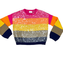 Load image into Gallery viewer, Color Block Sequin Knit Pullover Sweater Size Small