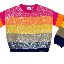 Load image into Gallery viewer, Color Block Sequin Knit Pullover Sweater Size Small