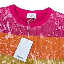 Load image into Gallery viewer, Color Block Sequin Knit Pullover Sweater Size Small