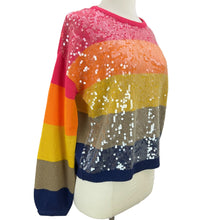 Load image into Gallery viewer, Color Block Sequin Knit Pullover Sweater Size Small