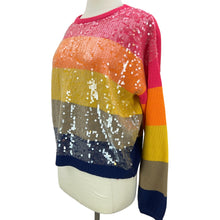 Load image into Gallery viewer, Color Block Sequin Knit Pullover Sweater Size Small