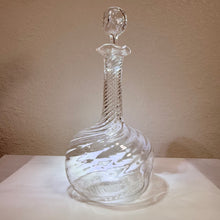 Load image into Gallery viewer, Vintage Hand Blown Swirl Clear Glass Decanter with Matching Stopper