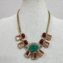 Load image into Gallery viewer, 1980s YOSCA Signed Statement Collar Necklace Green Cabochon
