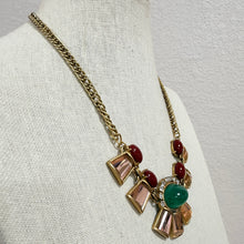 Load image into Gallery viewer, 1980s YOSCA Signed Statement Collar Necklace Green Cabochon