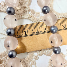 Load image into Gallery viewer, Vintage 1960s Frosted Pink Black Polka Dot Lucite Bead Opera Necklace 35" Barrel Clasp