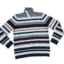 Load image into Gallery viewer, Turtleneck Gray Rose Combo Long Sleeve Sweater