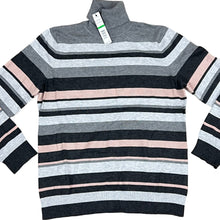 Load image into Gallery viewer, Turtleneck Gray Rose Combo Long Sleeve Sweater