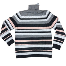 Load image into Gallery viewer, Turtleneck Gray Rose Combo Long Sleeve Sweater