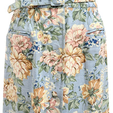 Load image into Gallery viewer, 90s Short Sleeve Linen Cotton Floral Belted Dress Size 14