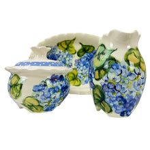 Load image into Gallery viewer, Heather Lane Pottery Hand Painted Hydrangea Florals Sugar Creamer Set 4 Pcs