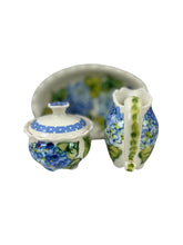 Load image into Gallery viewer, Heather Lane Pottery Hand Painted Hydrangea Florals Sugar Creamer Set 4 Pcs