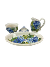 Load image into Gallery viewer, Heather Lane Pottery Hand Painted Hydrangea Florals Sugar Creamer Set 4 Pcs