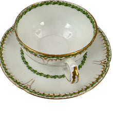Load image into Gallery viewer, Haviland & Co Limoges Green Garland Tea Cup & Saucer Set of 1