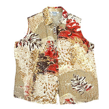 Load image into Gallery viewer, Brown Vintage Silk Linen Sleeveless Collared Button-Up Shirt Size 16