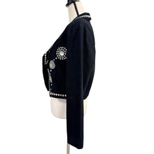 Load image into Gallery viewer, VTG 80s Black Cotton Denim Western Bolero Jacket Size Medium