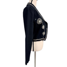 Load image into Gallery viewer, VTG 80s Black Cotton Denim Western Bolero Jacket Size Medium