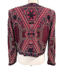 Load image into Gallery viewer, Vintage Burgundy Silk Heavy Beaded Evening Jacket Small
