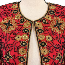 Load image into Gallery viewer, 90s Adrianna Papell Silk Beaded Sequin Jacket Size Medium Petite