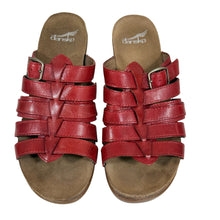 Load image into Gallery viewer, Dansko Red Leather Woven Heeled Clog Sandals Size 6.5