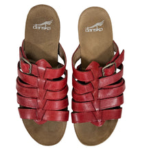 Load image into Gallery viewer, Dansko Red Leather Woven Heeled Clog Sandals Size 6.5