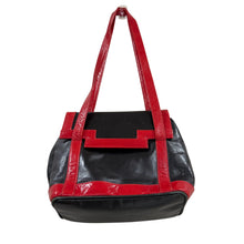 Load image into Gallery viewer, VTG 80s 90s Stuart Weitzman Black & Red Leather Geometric Shoulder Bag