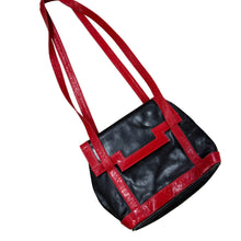 Load image into Gallery viewer, VTG 80s 90s Stuart Weitzman Black & Red Leather Geometric Shoulder Bag