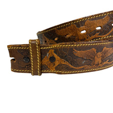 Load image into Gallery viewer, Vintage Tooled Leather Belt with Eagles Design Size 32