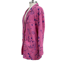Load image into Gallery viewer, 1980s Blazer Pink with Purple Geometric Pattern Size Large/XL