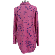 Load image into Gallery viewer, 1980s Blazer Pink with Purple Geometric Pattern Size Large/XL