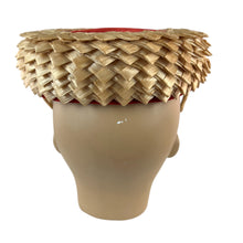 Load image into Gallery viewer, Vintage Red Raffia Pillbox Hat