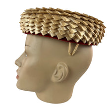 Load image into Gallery viewer, Vintage Red Raffia Pillbox Hat