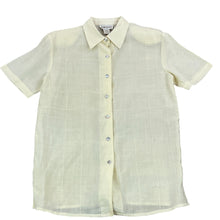 Load image into Gallery viewer, Vintage 100% Linen Embroidered Button Up Short Sleeve Shirt Size M