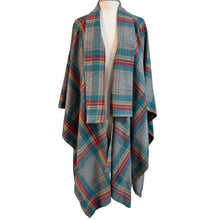 Load image into Gallery viewer, Vintage Plaid Wool Blend Cape Wrap One Size