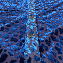 Load image into Gallery viewer, Semi Sheer Blue Animal Print Button Up Shirt Size Small