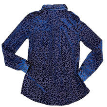 Load image into Gallery viewer, Semi Sheer Blue Animal Print Button Up Shirt Size Small