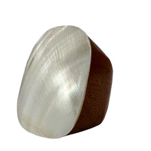 Load image into Gallery viewer, Chunky Seashell Hand Carved Wooden Ring Size 11.5"