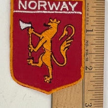 Load image into Gallery viewer, Vintage King Lion Knight Norway Royal Crest Seal Souvenir Sew On Embroidered Patch