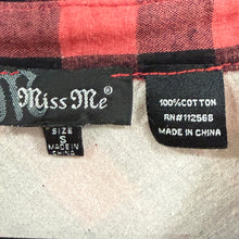 Load image into Gallery viewer, Cotton Red/Black Plaid Western Embroidered Rhinestone Button-Up Size Small