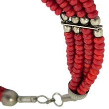 Load image into Gallery viewer, Red Tribal Beaded Multi-Strand Necklace 19.5