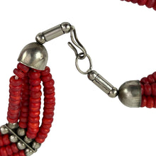 Load image into Gallery viewer, Red Tribal Beaded Multi-Strand Necklace 19.5