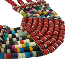 Load image into Gallery viewer, Red Tribal Beaded Multi-Strand Necklace 19.5